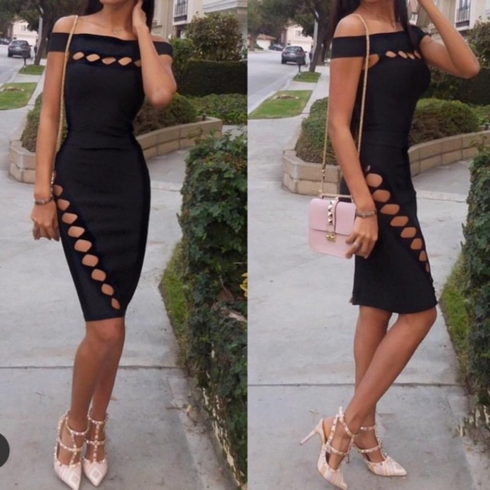 Black Cut Out bandage dress